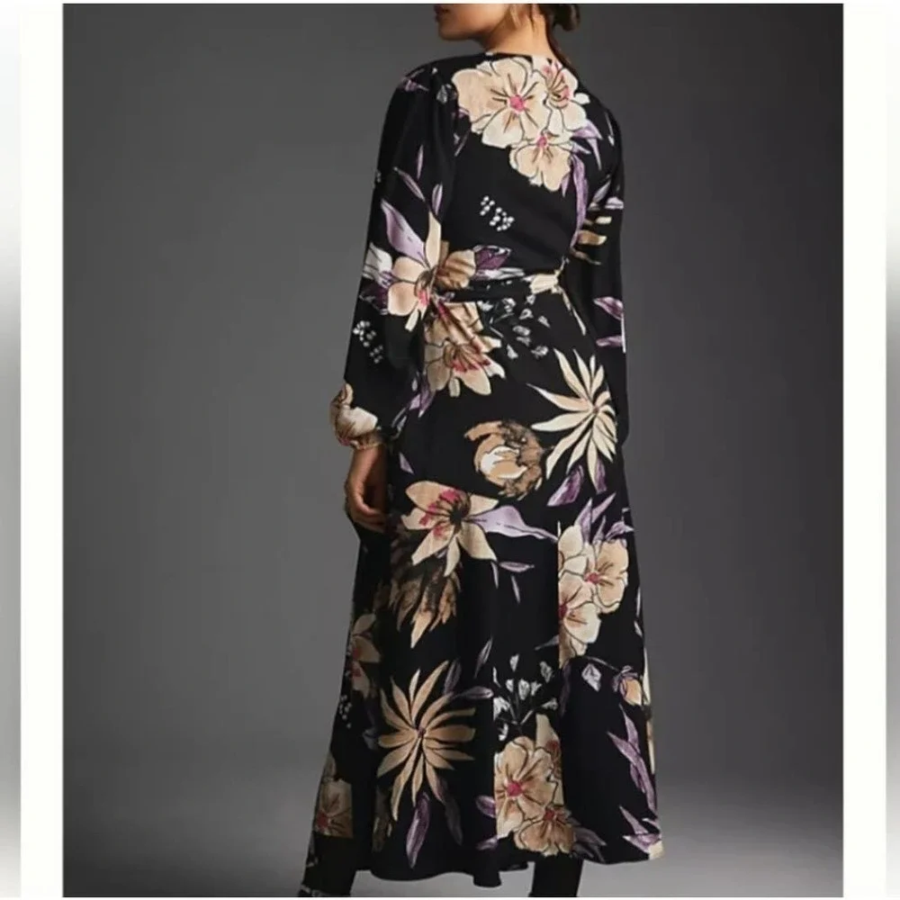 Anthropologie Hutch wrap dress size XS Petite Black motif NWT - Picture 2 of 10